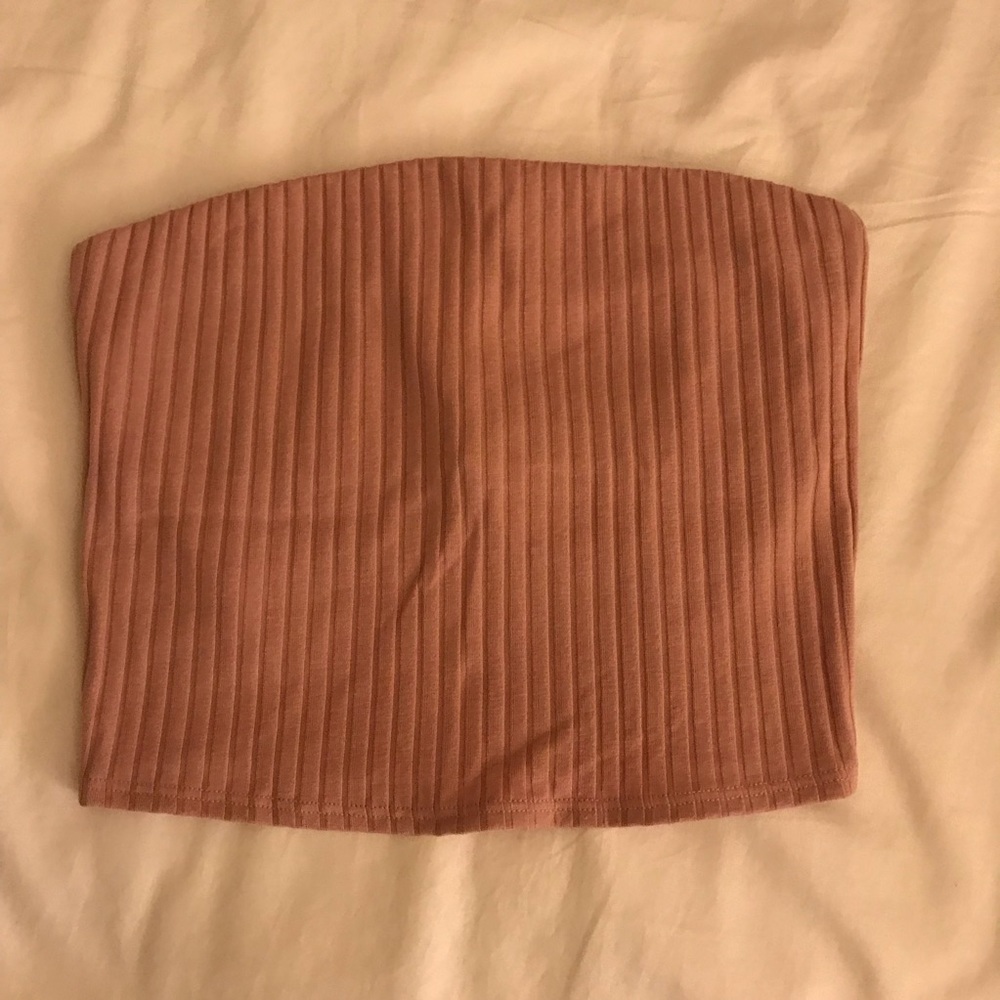 Ribbed blush tube top
